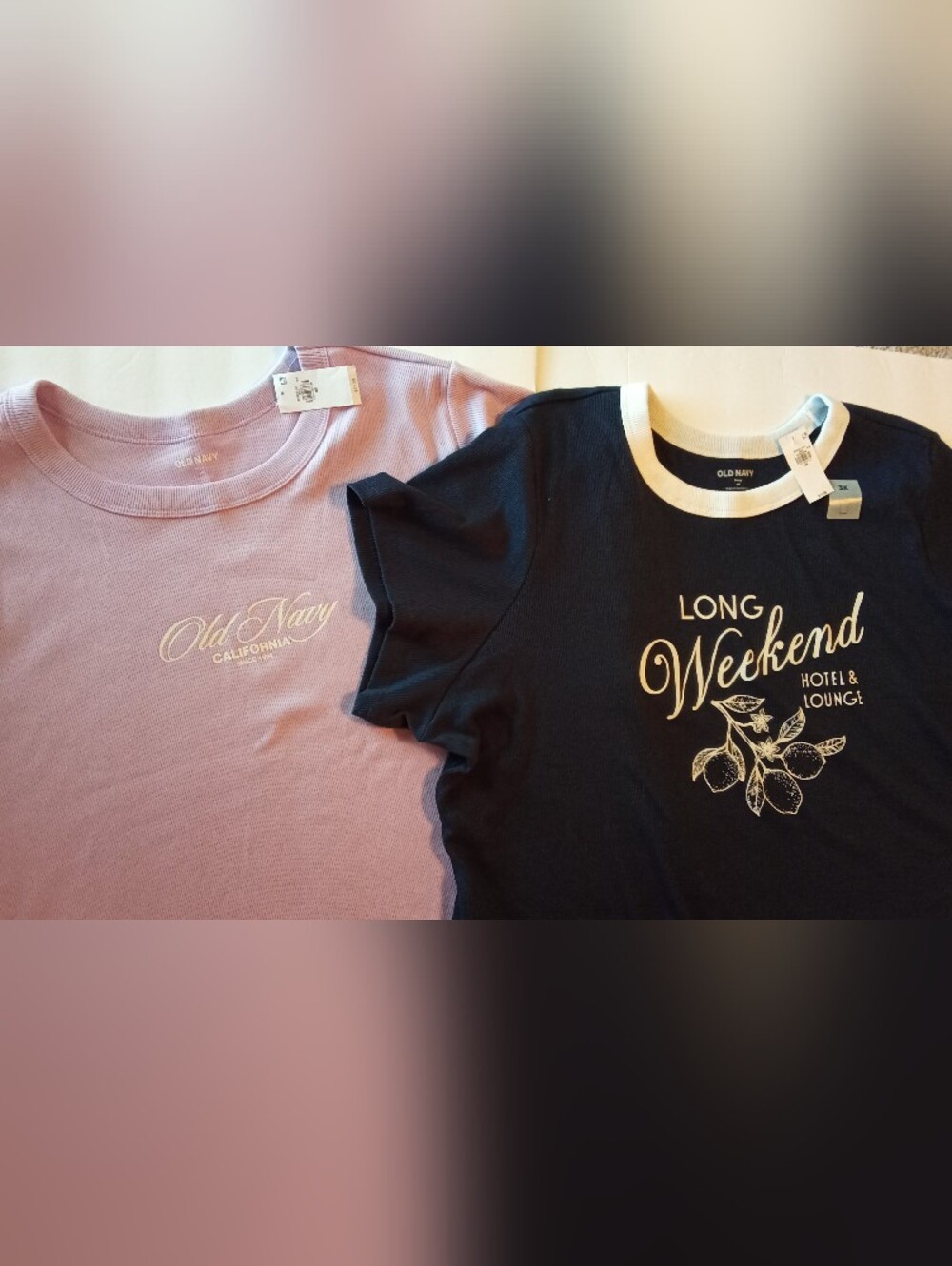 Old Navy Navy and Lavender Short Sleeve Tee Set